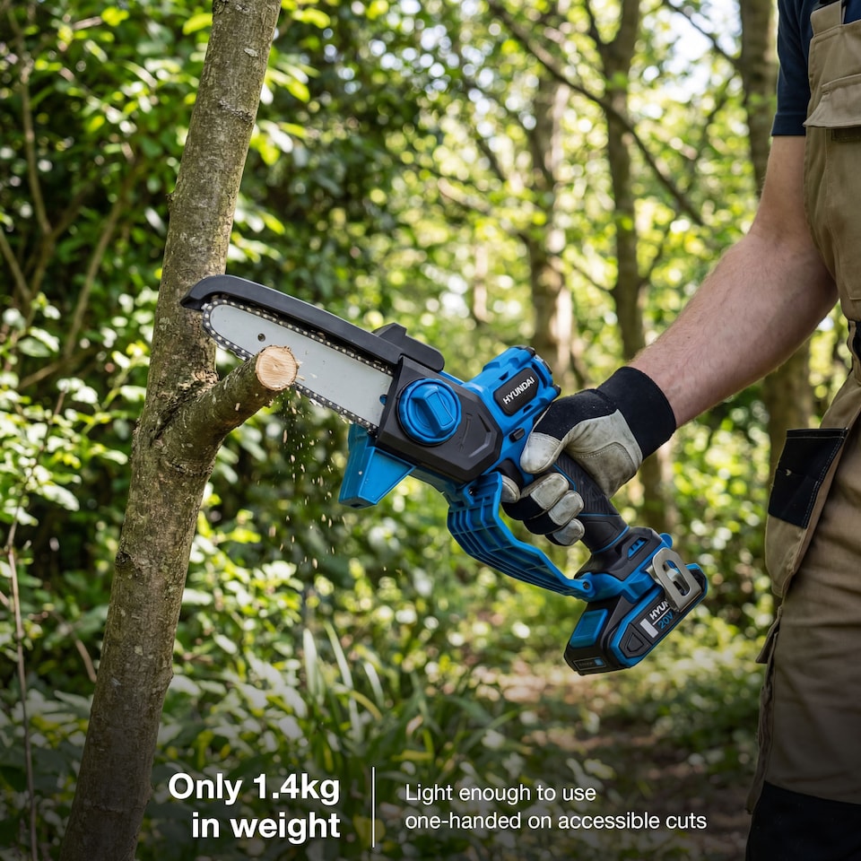 image 1 of Hyundai Mini Chainsaw 6" 20V Includes Chain, 2Ah Battery & Charger HY20CCS150
