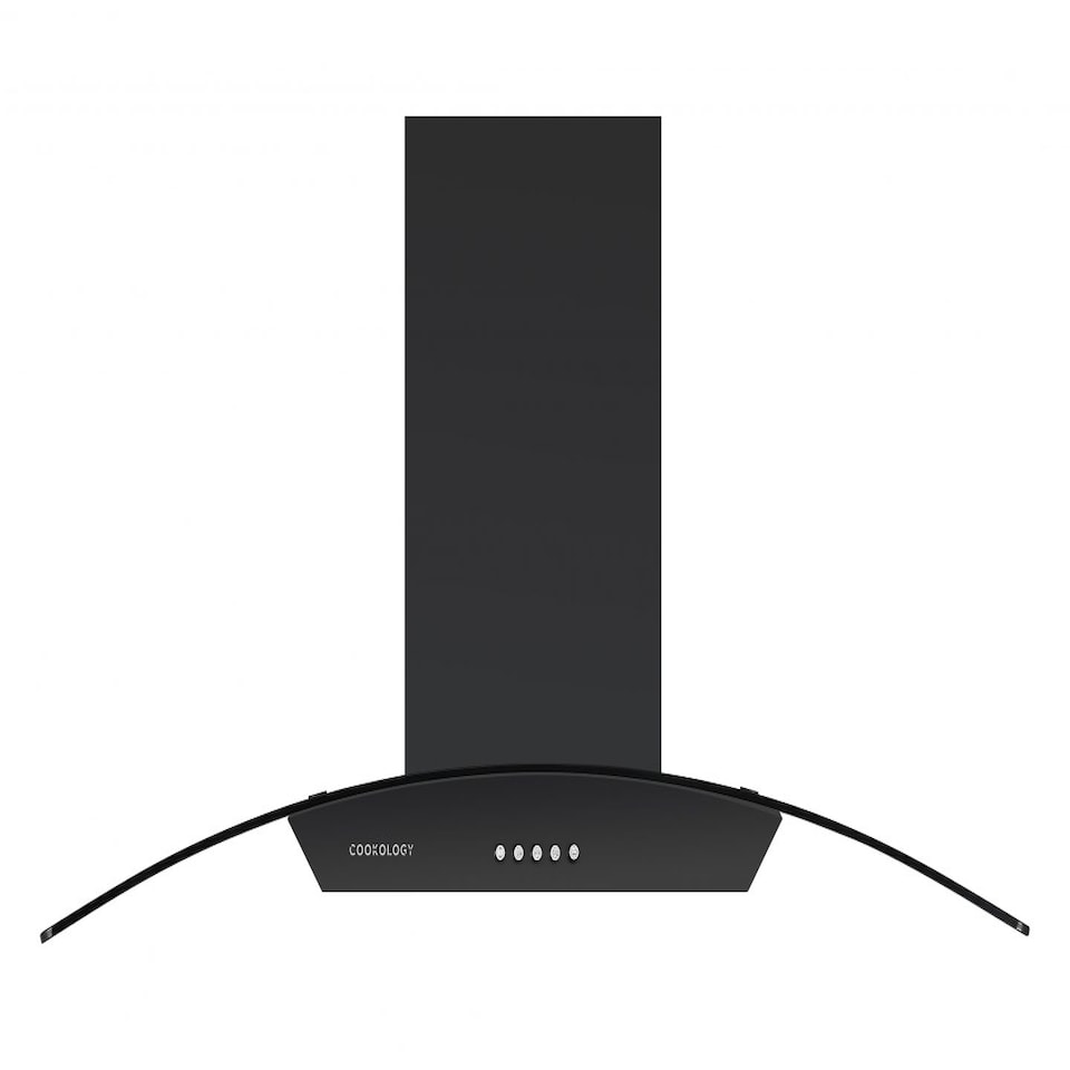 image 1 of Cookology 90cm Black Curved Glass Chimney Cooker Hood - Energy Rating A