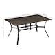image 5 of Outsunny Garden Table with Parasol Hole, Outdoor Garden Dining Table with Wood Grain Tabletop and Steel Frame for Patio, Deck, Balcony, Brown, 150 x 96 x 73cm