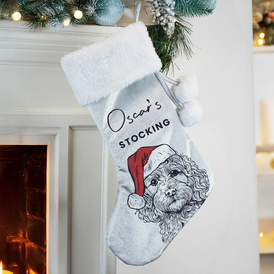 image 1 of Personalised Dog Breed Christmas Stocking
