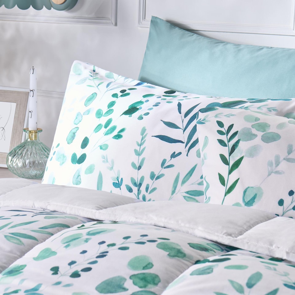 image 1 of OHS Floral Coverless 10.5 TOG Duvet Set Pillowcase Quilted Cover | Green | Sage | Double