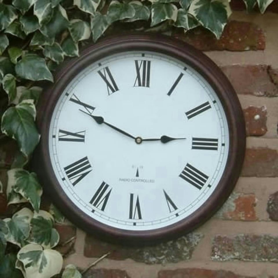 image 1 of Primrose Outdoor Garden Wall Clock Perfect Time Radio Controlled 38cm Diameter