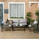image 2 of Outsunny 4 Piece Garden Sofa Set w/ Tempered Glass Coffee Table
