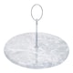image 2 of Salerno Grey Marble Cake Stand With Silver Handle Grey
