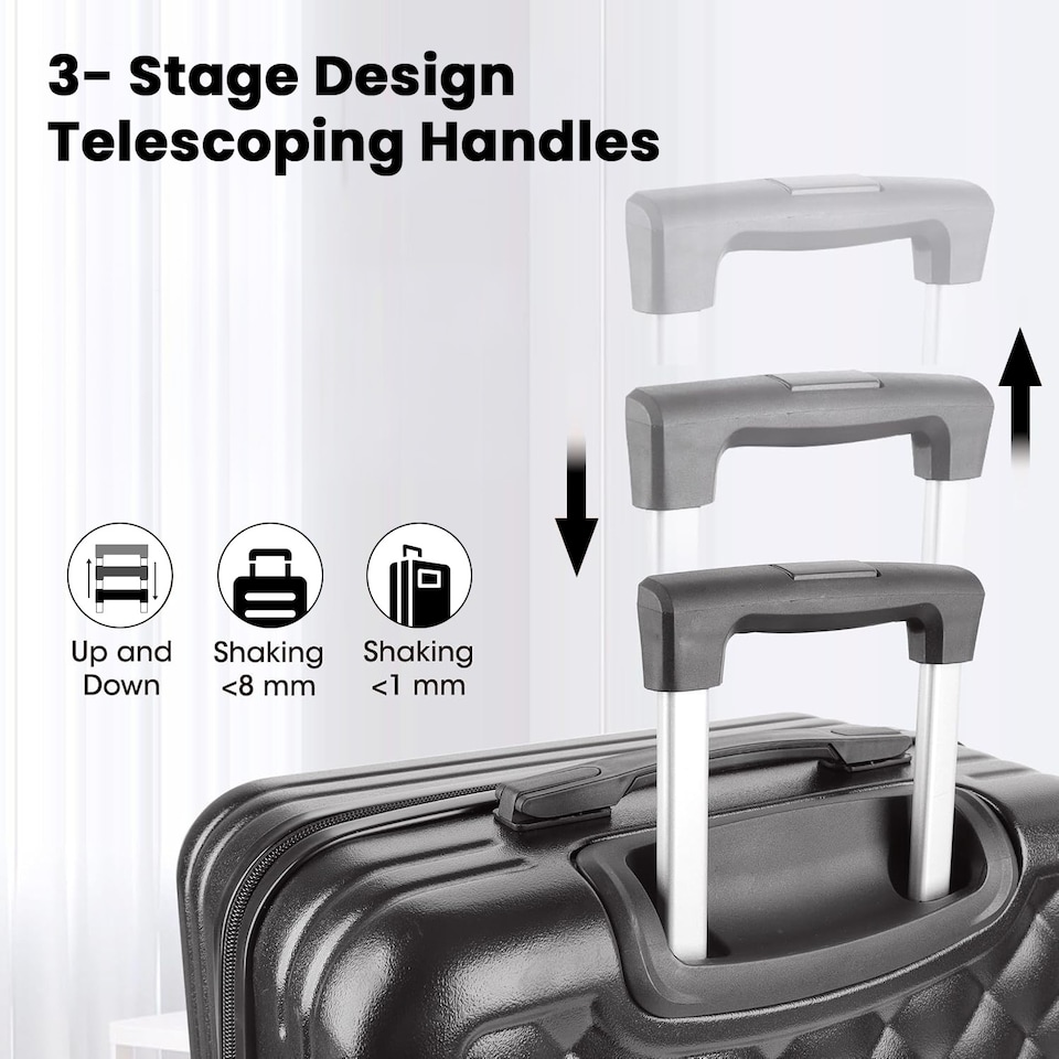 image 1 of Alivio 4Pc Hard Shell Suitcase ABS Luggage Travel Trolley with Telescopic Handle & TSA Lock