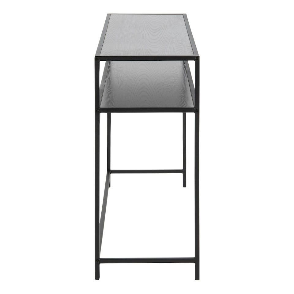 image 1 of Seaford Black Metal Console Table With Black Top