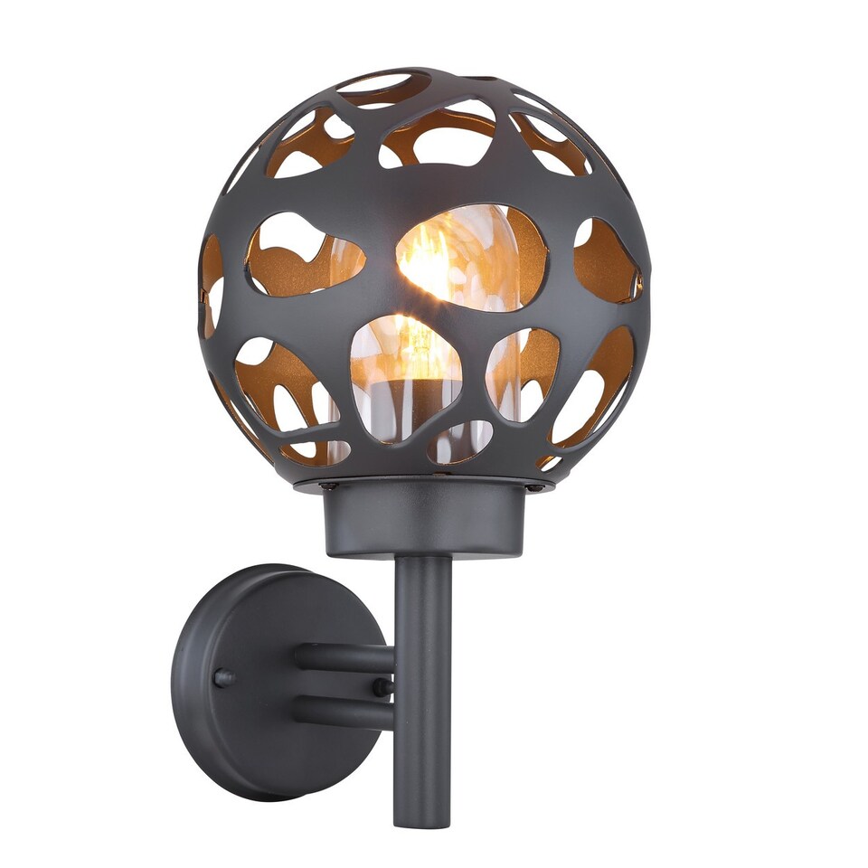 image 1 of Hilario Outdoor Globe Wall Lamp Anthracite IP44 1x E27