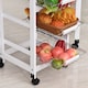 image 7 of HOMCOM Drop-Leaf Kitchen Cart Trolley w 3 Baskets Drawer Surface Top 6 Universal Wheels Rolling Storage Unit Kitchen Home Dining Island White Oak Tone