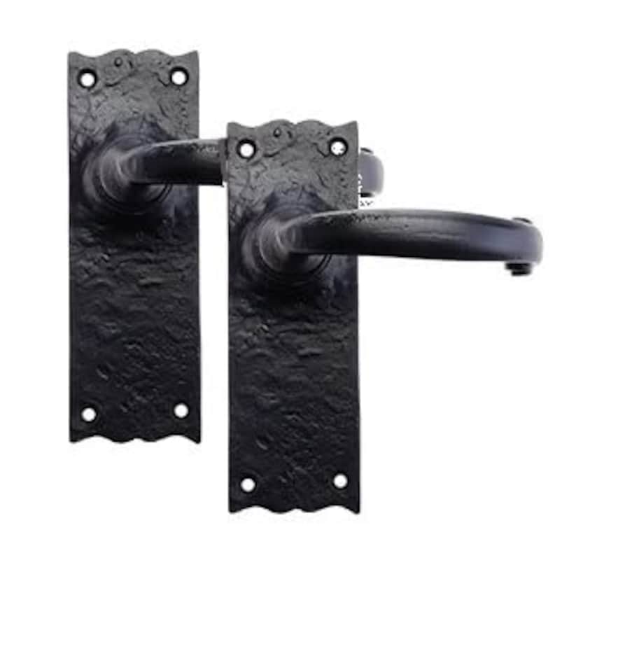 image 1 of Golden Grace 4 Pairs Antique Plain Design Door Handles Latch in Black Finish - 150mm x 52mm | Black | 4 Pairs