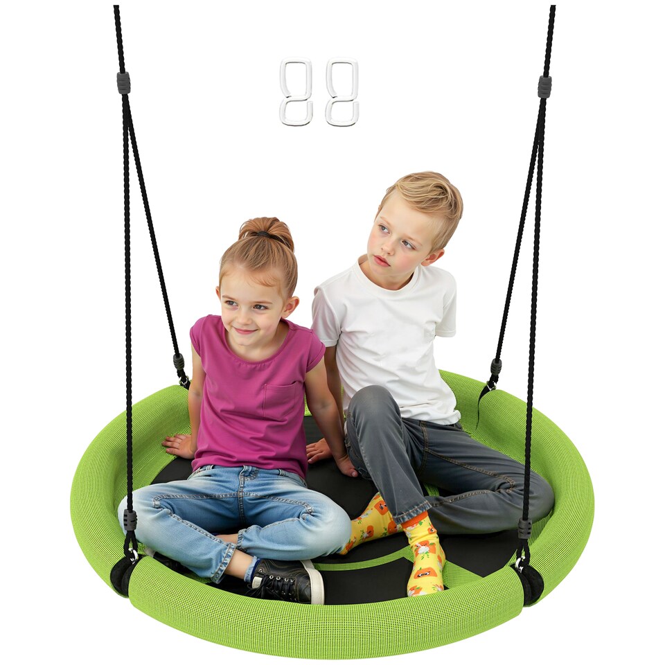 image 1 of AIYAPLAY Nest Swing Set, 100cm Saucer Tree Swing Set for Kids, Green