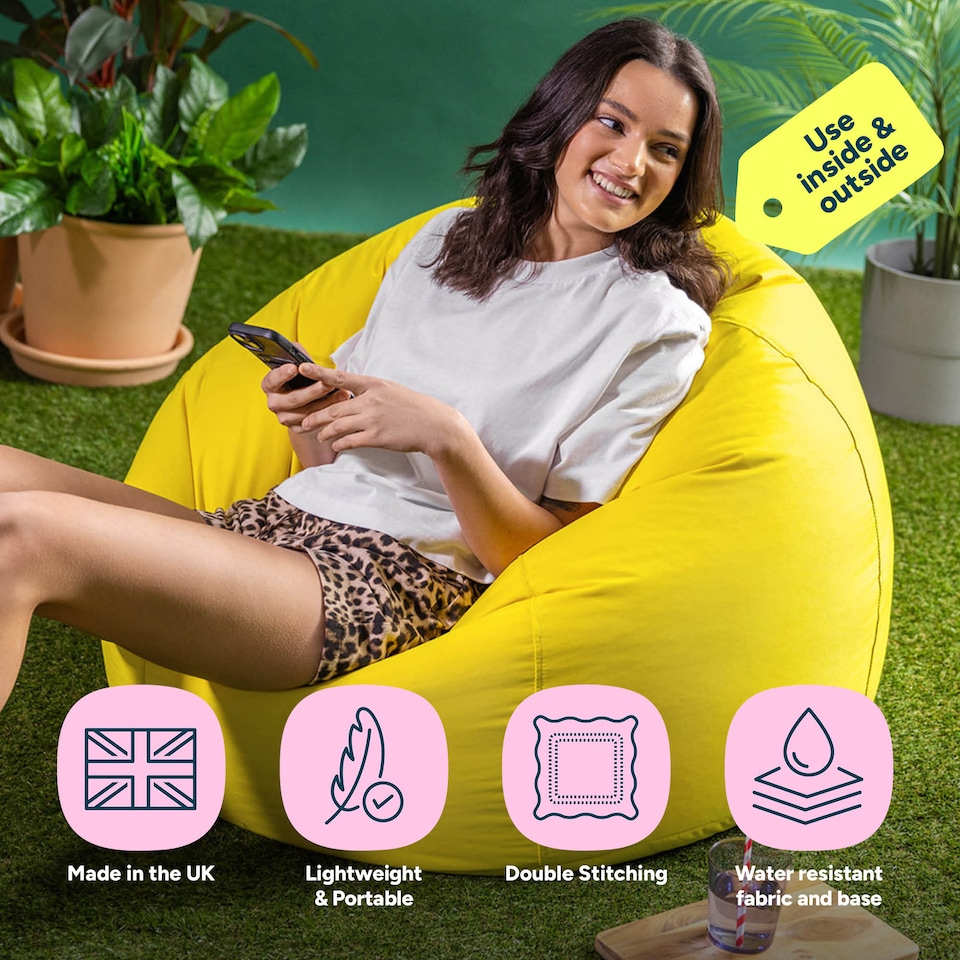 image 1 of Adult Classic Beanbag Outdoor Waterproof Bean bags Ready Filled - Yellow