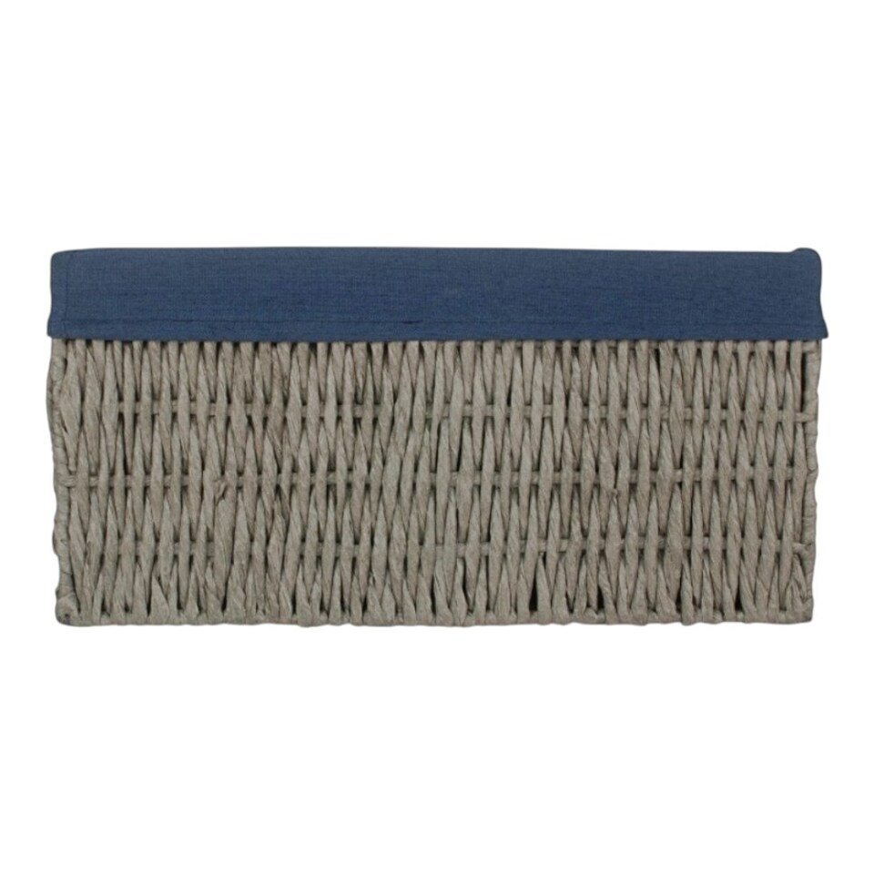 image 1 of Large Paper Rope Storage Basket with Navy Blue Cotton Lining | Blue | Blue | L