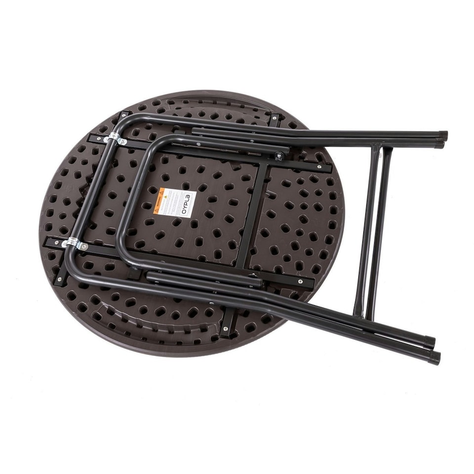 image 1 of Oypla 80cm Round Folding Heavy Duty Outdoor Rattan Patio Garden Bistro Table Brown