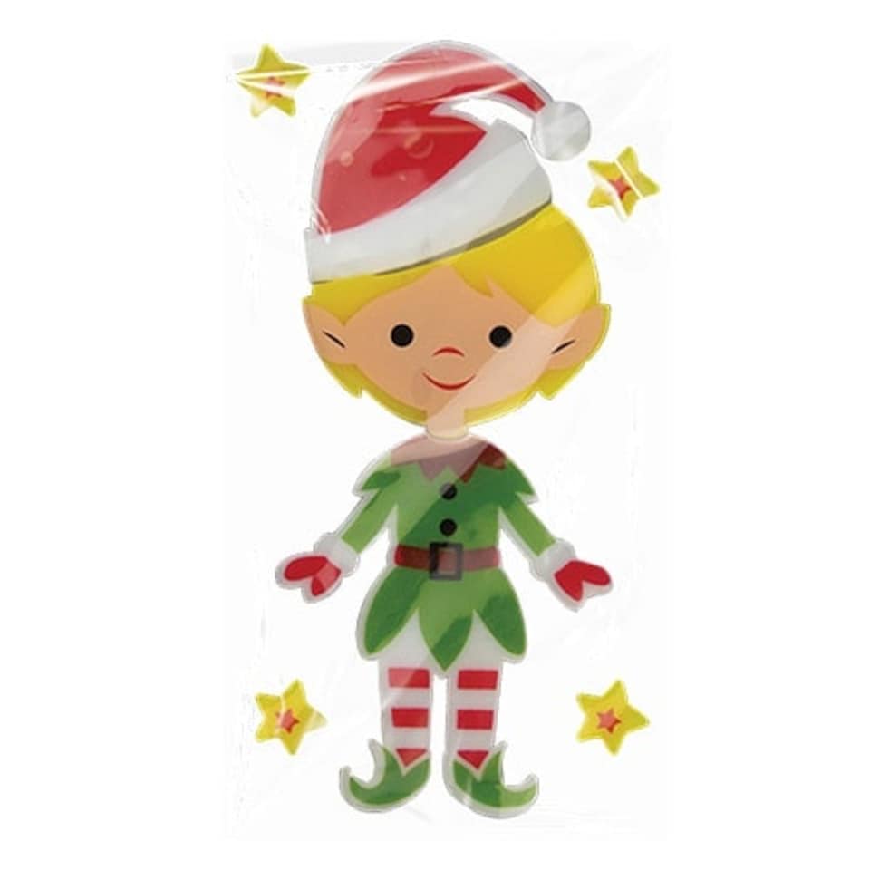 Christmas Blonde Elf with Stars Gel Window Sticker Decoration