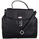 image 1 of Premium Soft Genuine Leather Top Handle Cross Body Shoulder Handbag Black | Black/Ivory