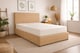 image 1 of Divan Bed Set Headboard and Footboard with Mattress 5ft Kingsize Coffee Suede Storage 2 Drawers Right Side Laying in Bed