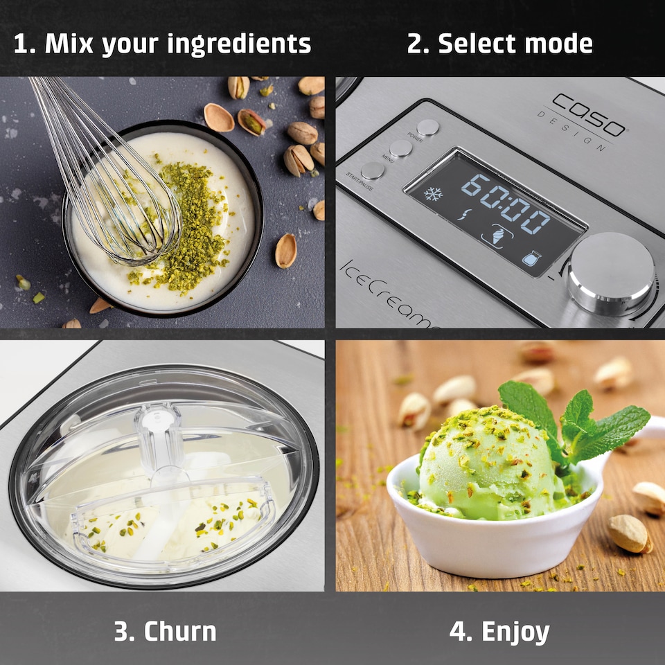 image 1 of Caso Design IceCream, 5-in-1 Yoghurt and Ice Cream Maker, 2L Capacity, No Pre-Freeze