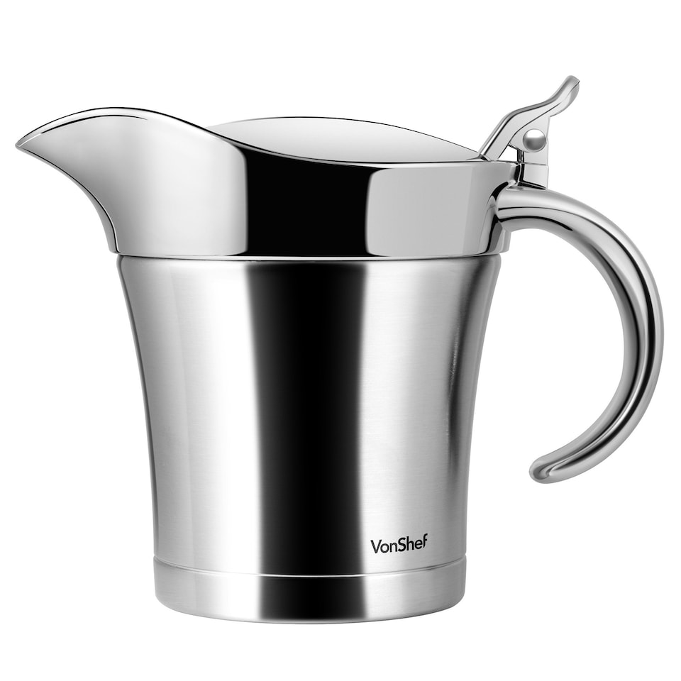 image 1 of VonShef 500ml Gravy Boat with Lid, Extra Large Double-Wall Insulated