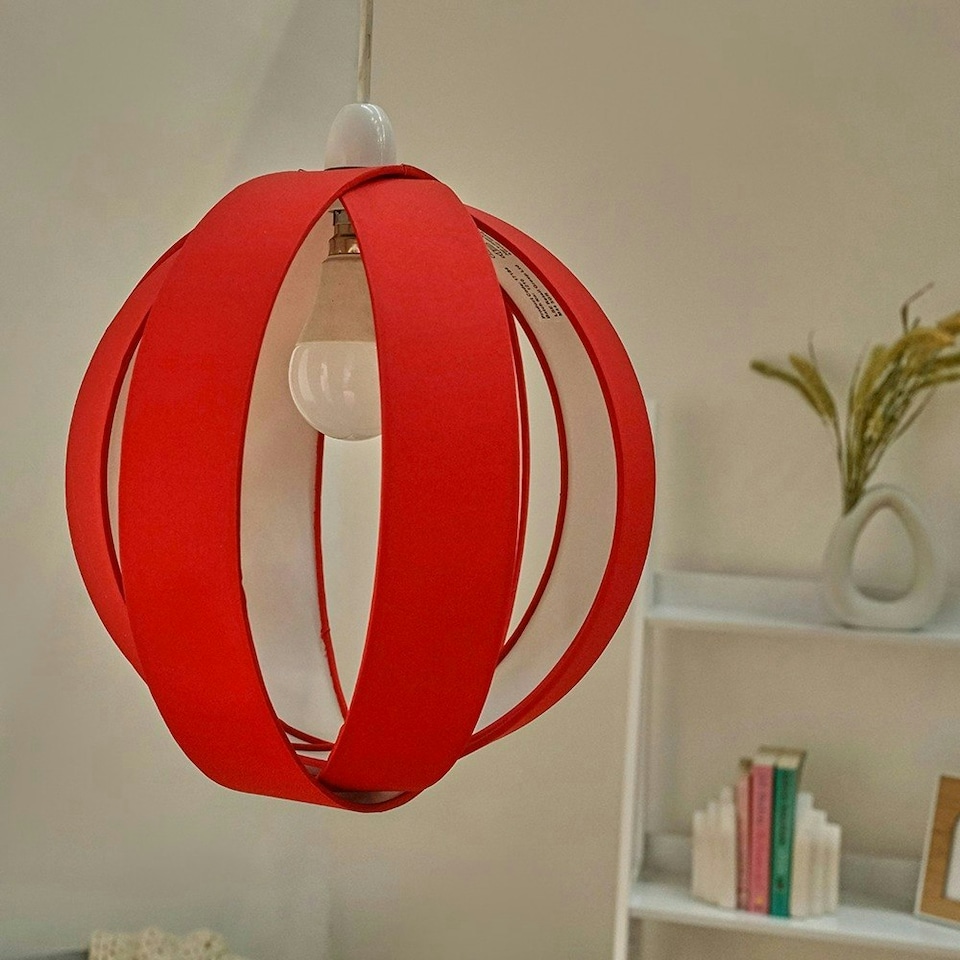 image 1 of ValueLights Red Modern Fabric Globe Ceiling Pendant Light Shade