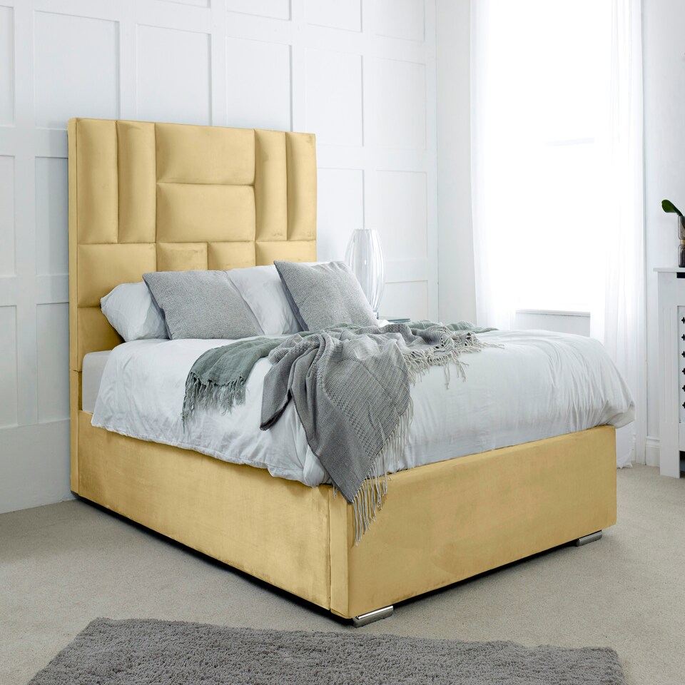 Ofsted Plush Double Bed Frame - Beige