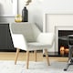 image 2 of HOMCOM Velvet-Feel Accent Chair with Arms Slanted Back Wood Legs Cream