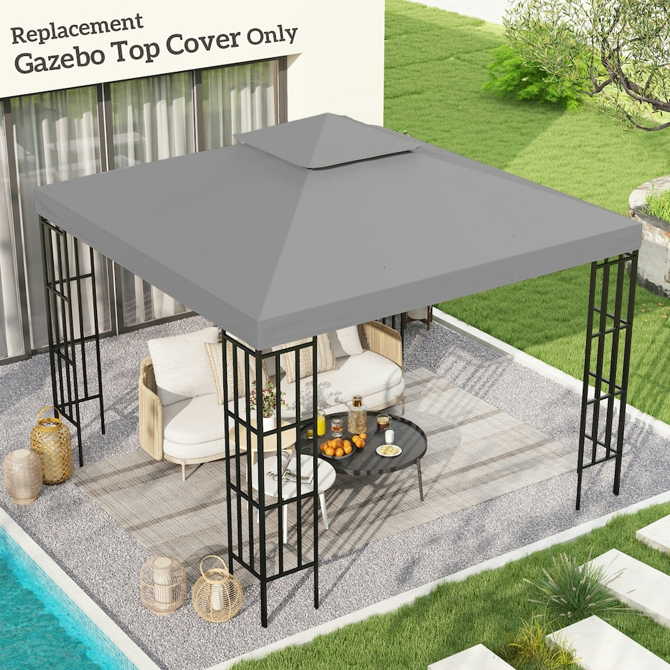 image 1 of Outsunny 3m 2 Tier Garden Gazebo Top Cover Replacement Canopy Roof