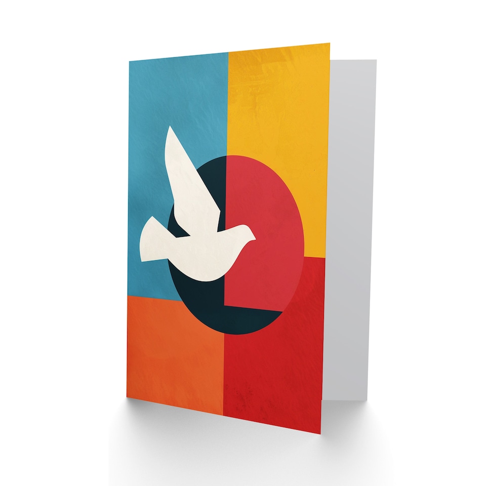 image 1 of Peace Dove Sun Abstract Geometric Bauhaus Design Thank You Card