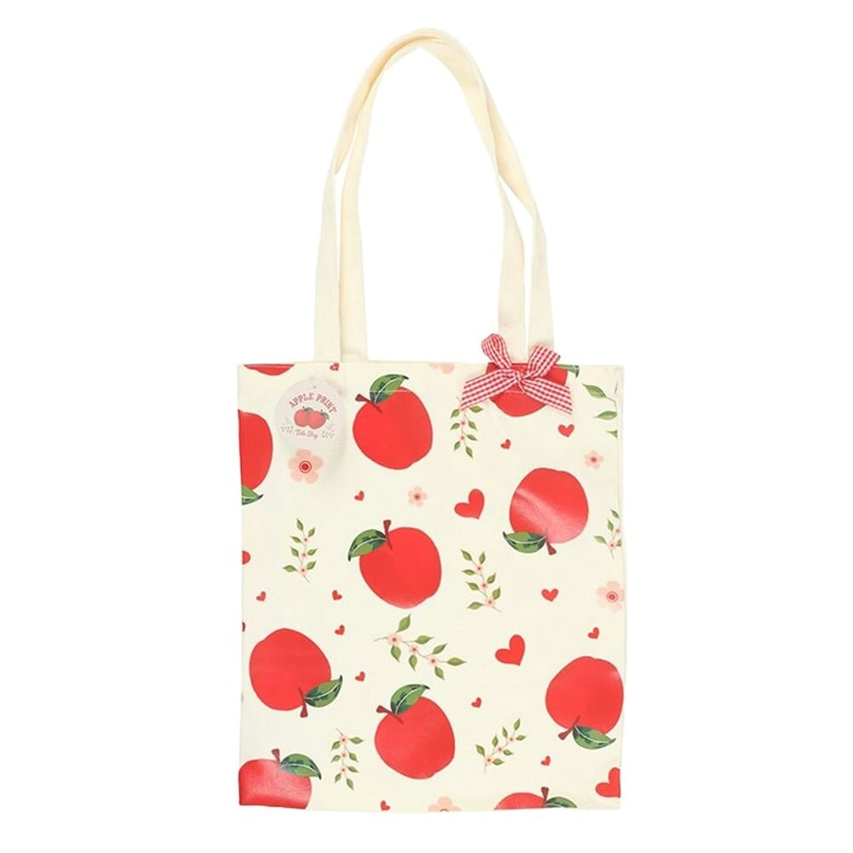 image 1 of Something Different Apple Polycotton Tote Bag - White/Red - One Size