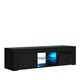 image 1 of TV Unit 130cm Black Gloss Doors Black Matt Body Modern Media Stand Black