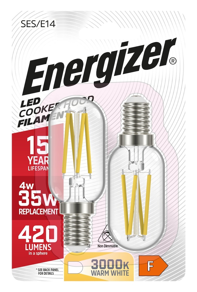 image 1 of Energizer LED Filament Cookerhood E14 420lm 4W 3000K (Warm White) - Pack of 2