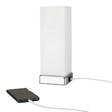 ValueLights Lazio Pair of Silver Table Lamp Touch On/Off White