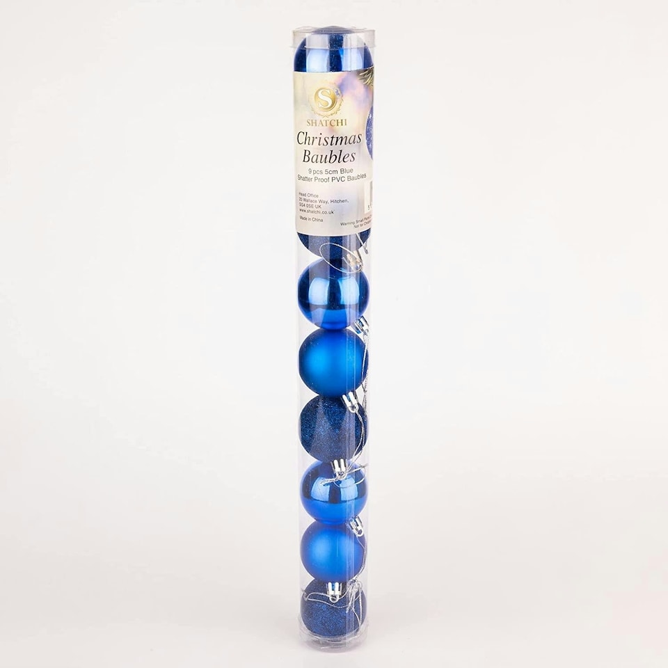 image 1 of 50mm/18Pcs Christmas Baubles Shatterproof Blue,Tree Decorations