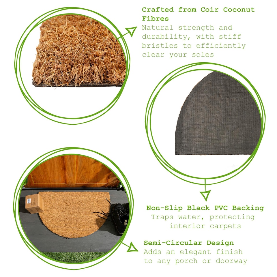 image 1 of Nicola Spring Coir Half Moon Door Mat - 60 x 40cm - Classic