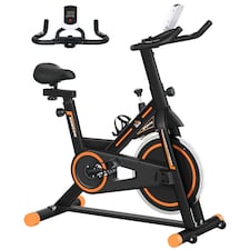 HOMCOM Exercise Bike Indoor Cycling with LCD Display, Heart Rate Sensor