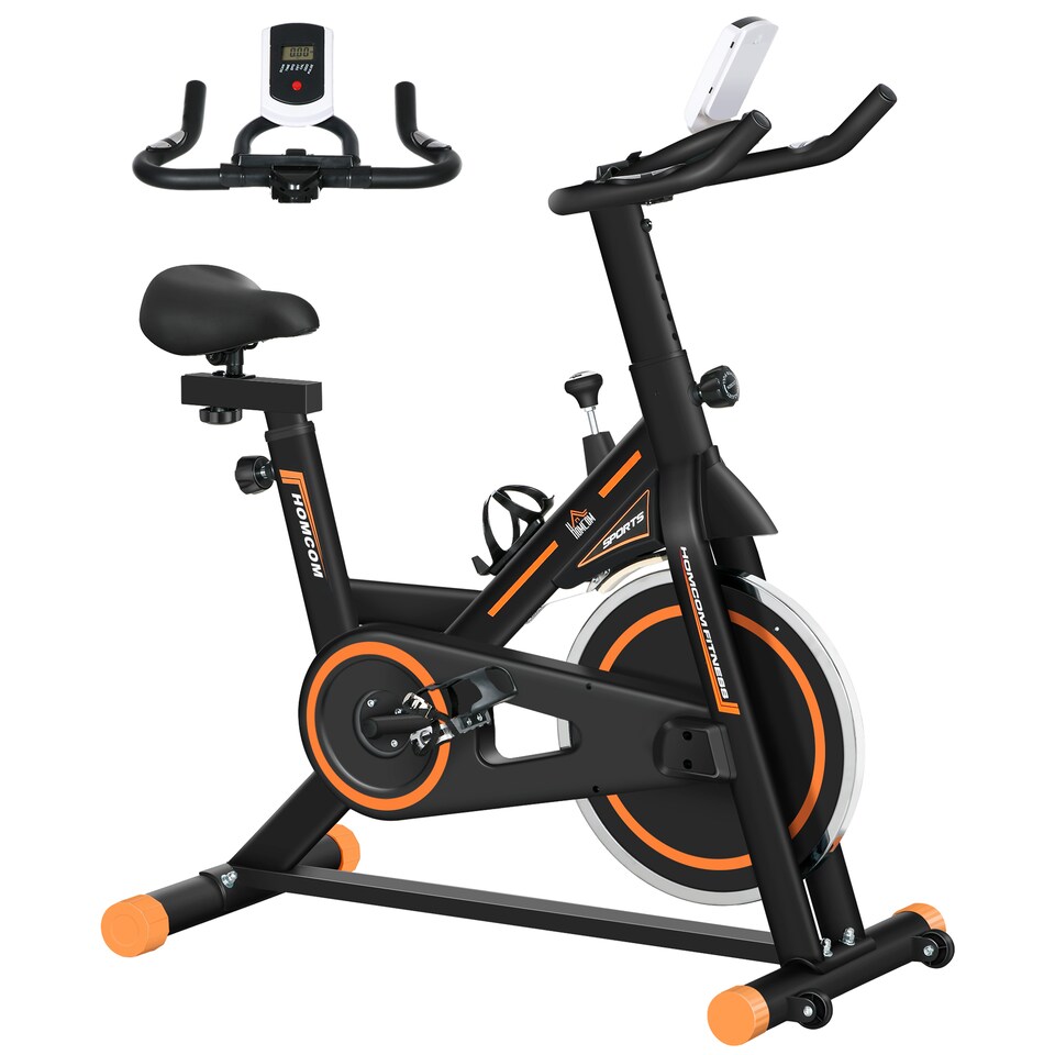 image 1 of HOMCOM Exercise Bike Indoor Cycling with LCD Display, Heart Rate Sensor