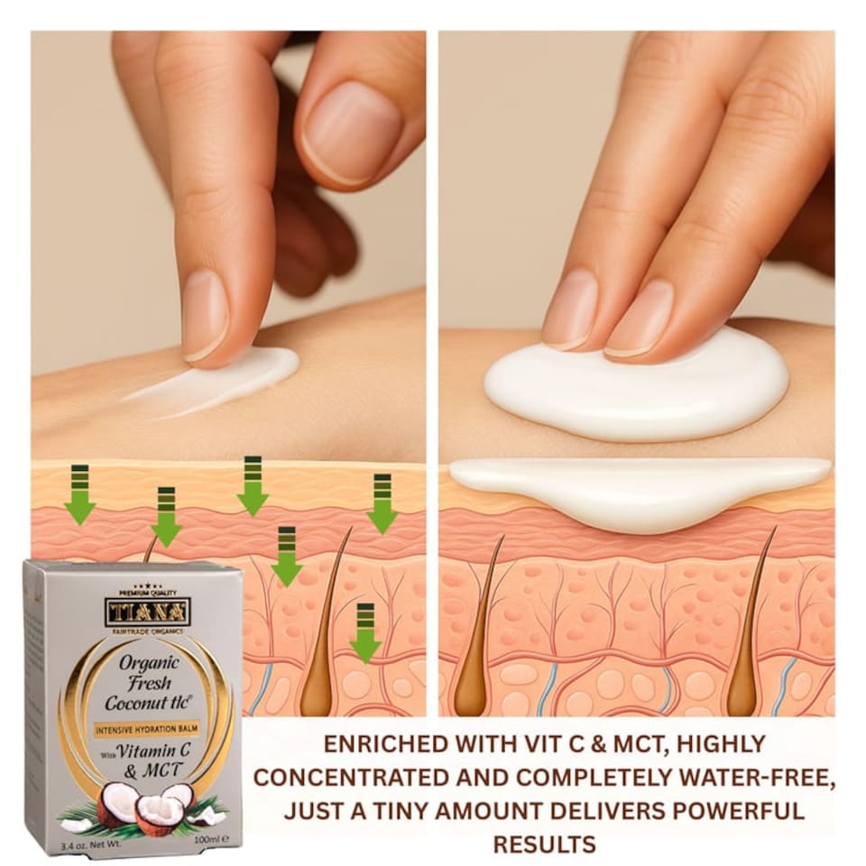image 1 of TIANA Fairtrade Organic Intensive Hydrating Face Balm Odourless 100ml P2 | White | 200g | 2