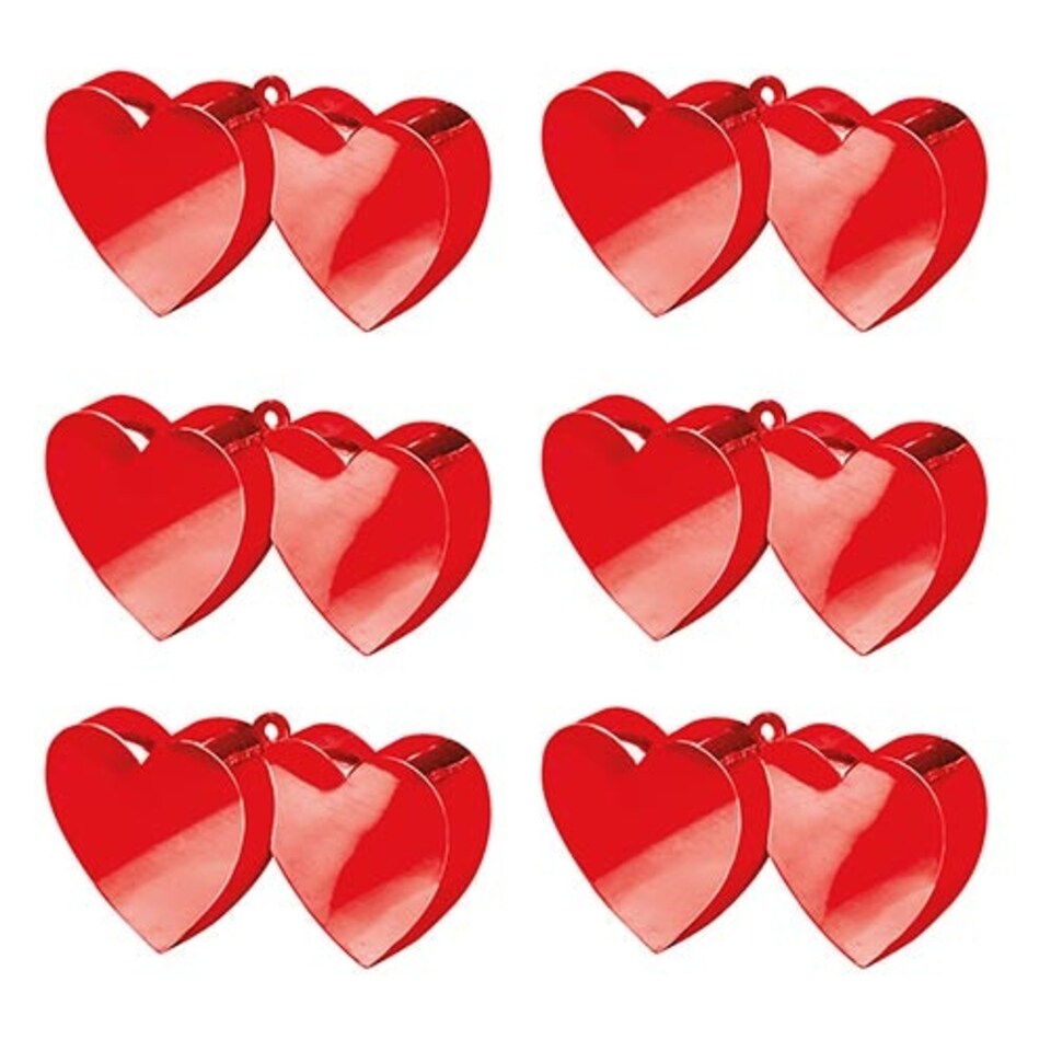 Red Double Heart Balloon Weights - Pack of 6