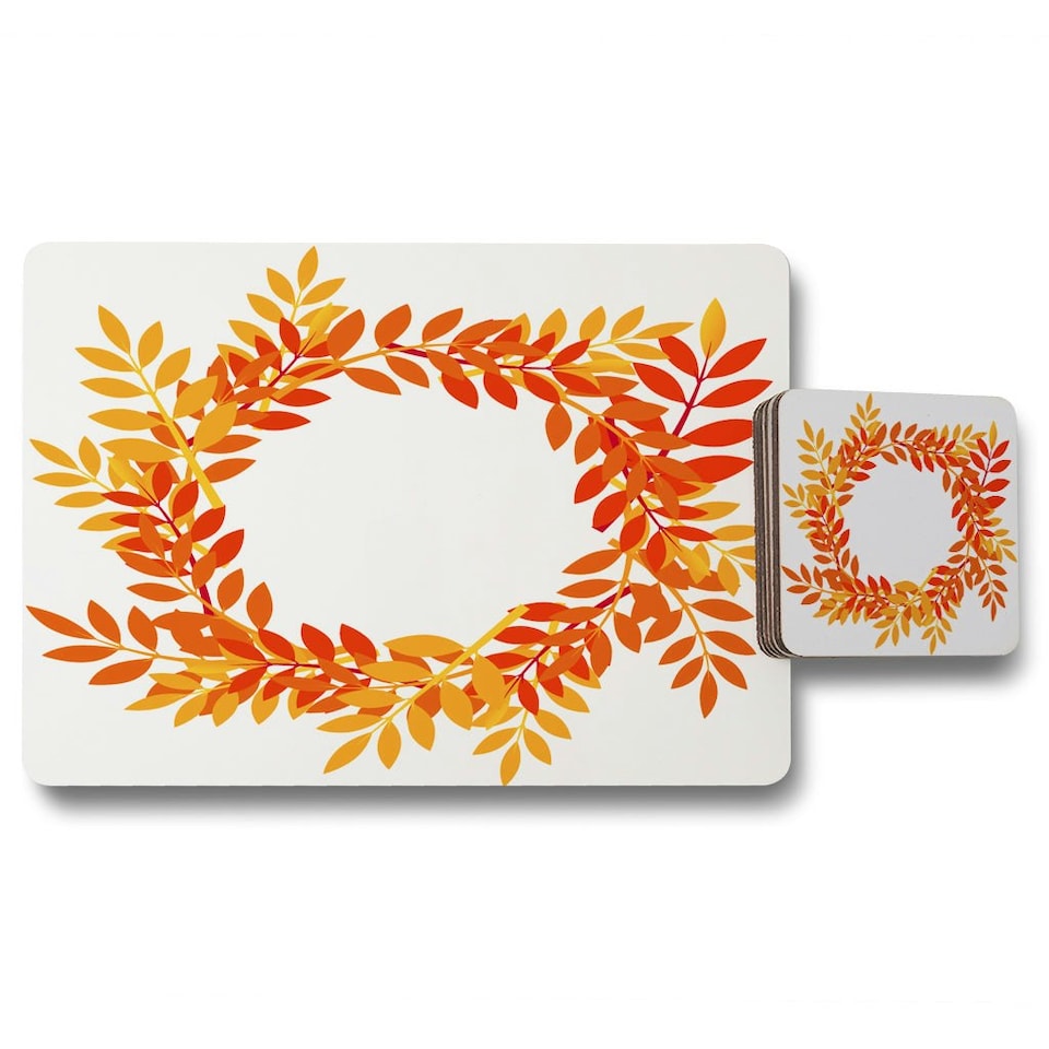 Orange & Red Autumn Leaves (Placemat & Coaster Set)