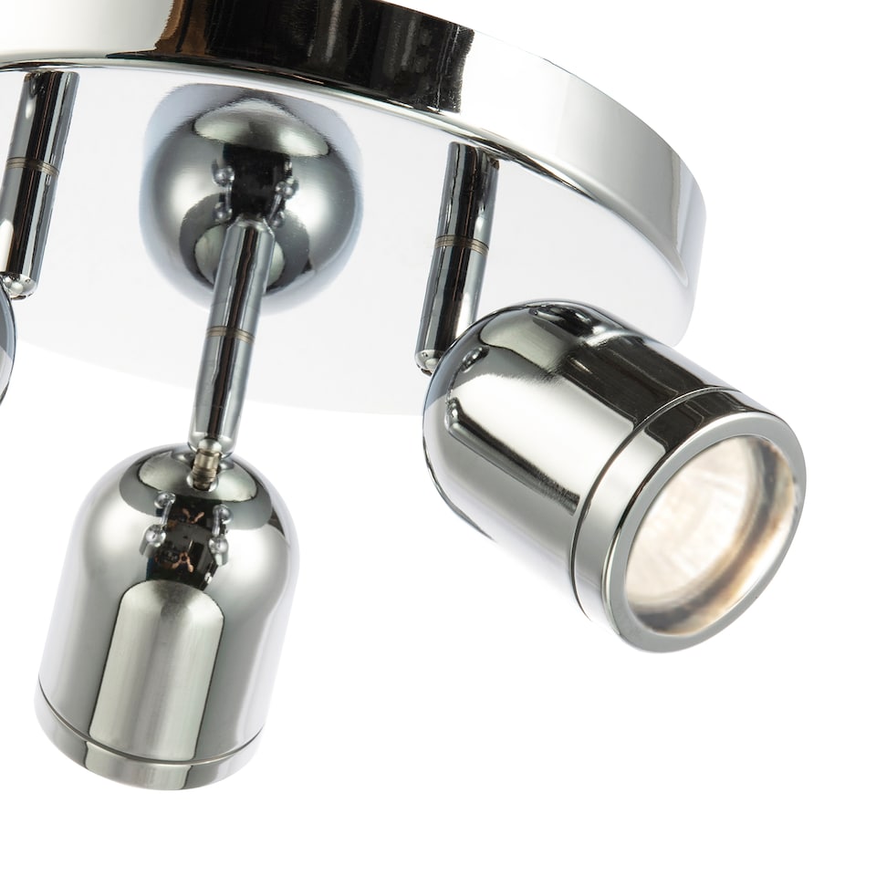 image 1 of Modern Triple Spot IP44 Bathroom Chrome Ceiling Light with Adjustable Heads | Chrome