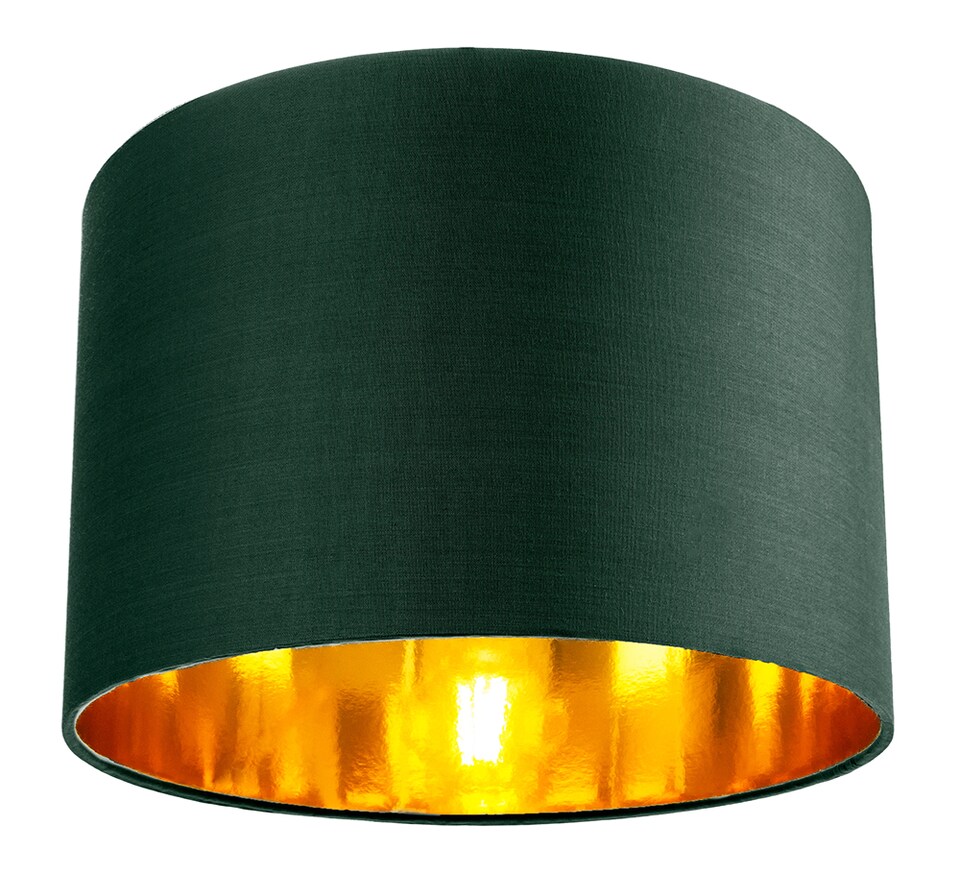 image 1 of Contemporary Green Cotton 12 Inch Table-Pendant Lamp Shade with Shiny Copper Inner | Green