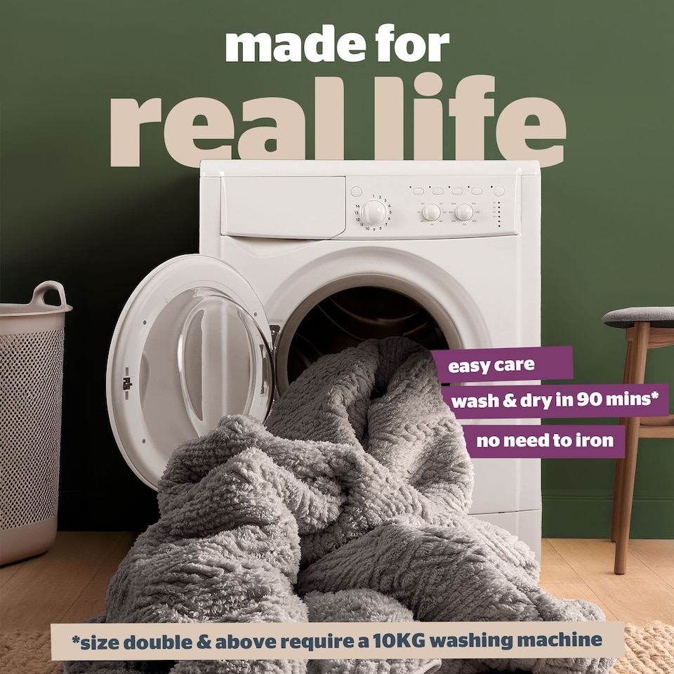 image 1 of Silentnight Teddy Fleece Coverless Duvet Set | Grey