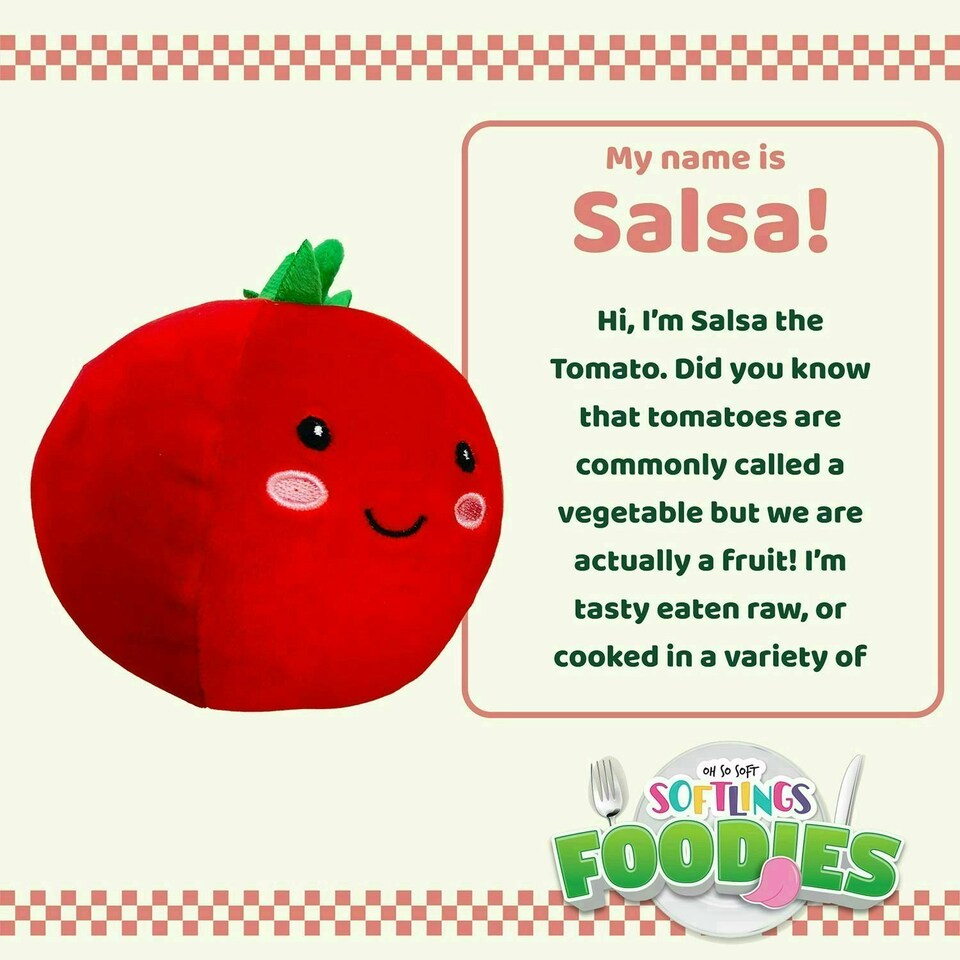 image 1 of Tomato Soft Toy Food Themed Cute Plush Cuddly Soft Fluffy 27cm Multi-Coloured