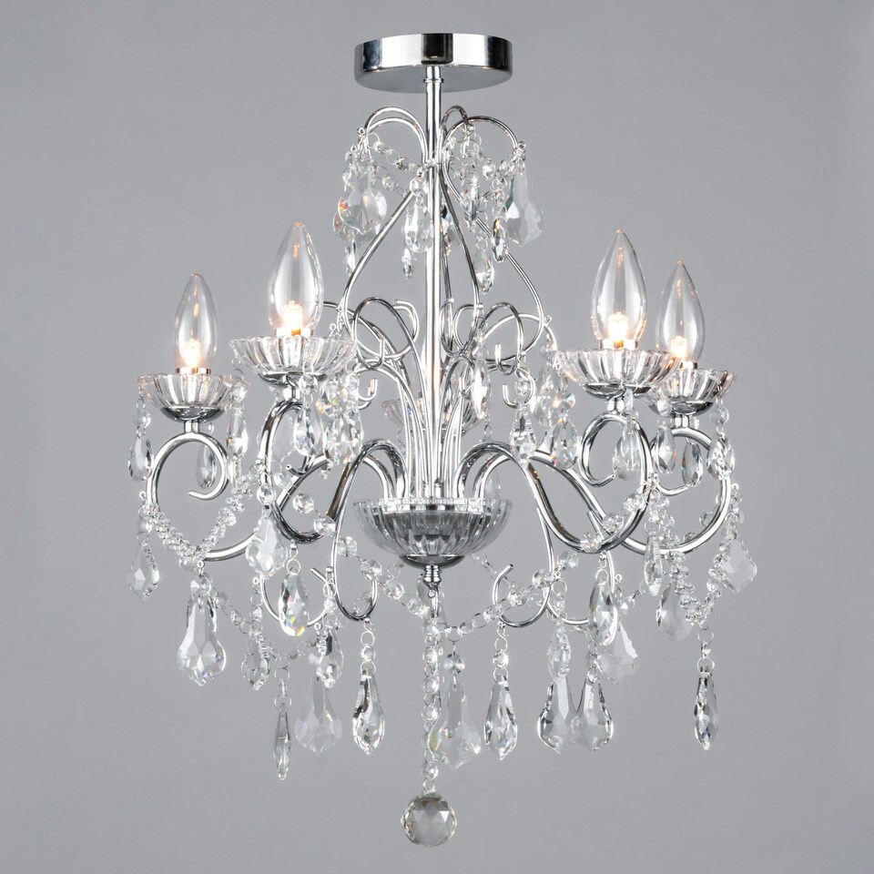 image 1 of BHS Daphne 5 Light Bathroom Chandelier, Chrome Silver | Silver