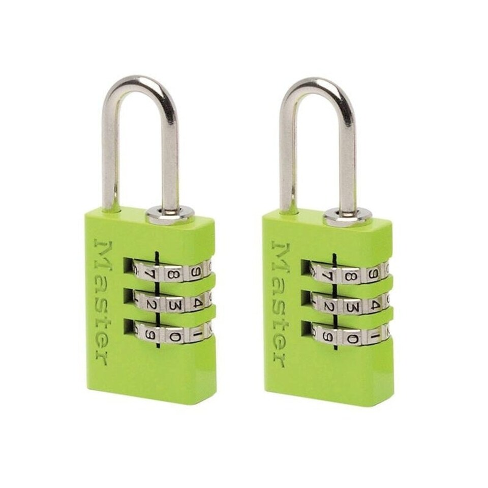 image 1 of Master Lock Aluminium 3-digit Combination 20mm Padlock Colour X 2 - Multi Colour - One Size