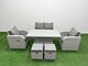 image 2 of Fimous Light Grey PE Wicker Rattan Garden Furniture Set Sofa Set Reclining Chair Adjustable Lifting Dining or Coffee Table 6 Seater 2 Small Stools