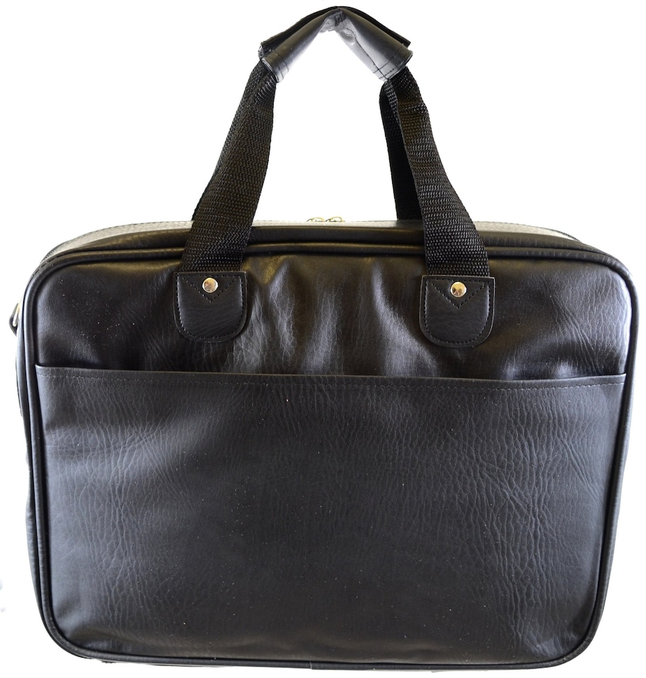 image 1 of Lorenz Leather Look Business / Work / Travel Briefcase / Shoulder / Laptop Bag | Black | Black