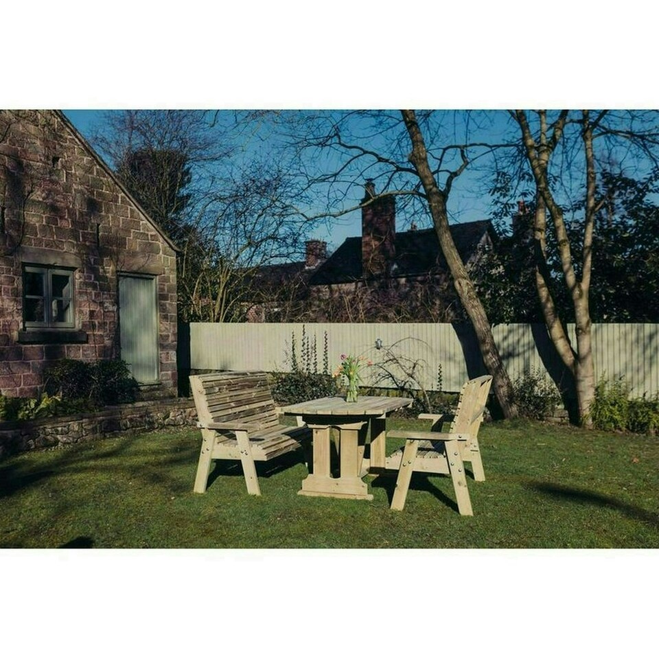 image 1 of Ergo Table Bench Set - Sits 4, Alfresco Set - L250 x W180 x H105 cm - Min. Assembly Required - Set of Waterproof Cushions Included