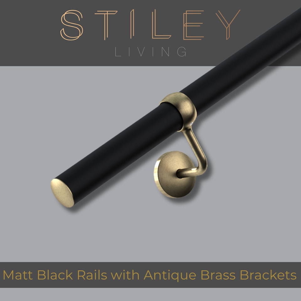 image 1 of Stiley Living Wall Mounted Handrail Kit, Banister System with Brackets and Fixings