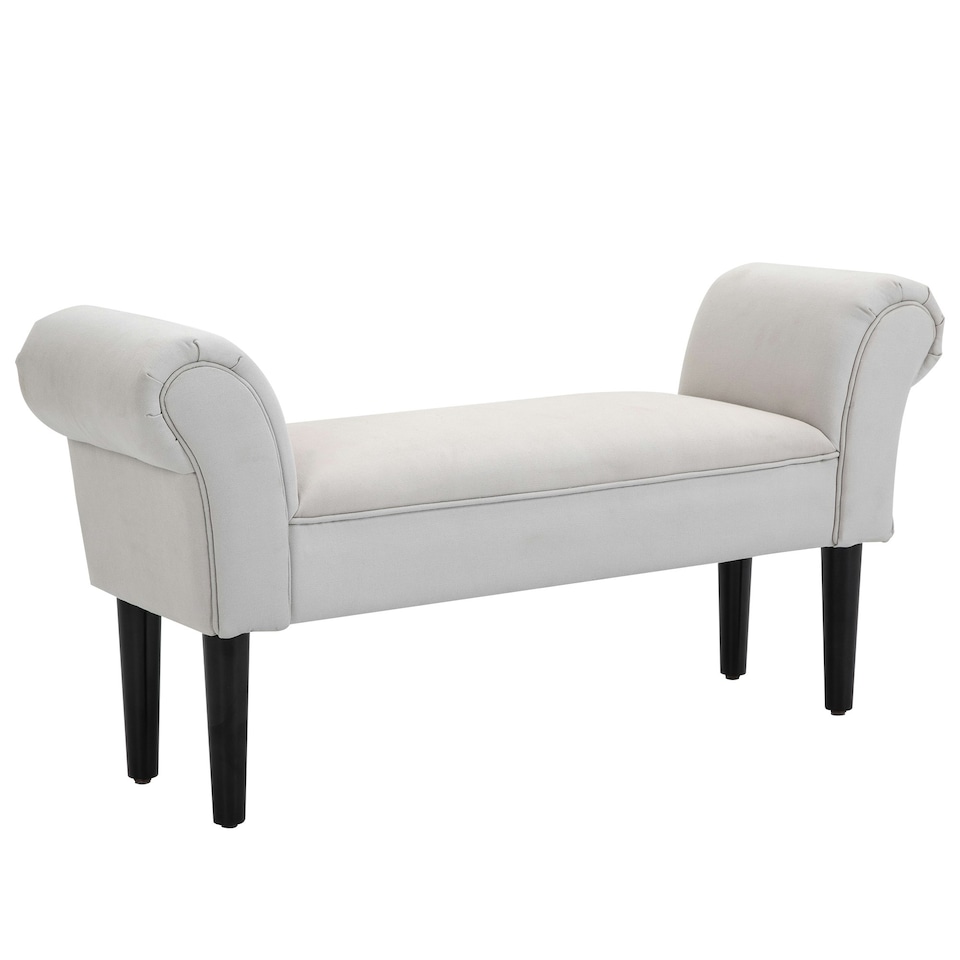 image 1 of HOMCOM Bed End Chaise Lounge Window Seat Arm Bench Hallway Wood Legs Grey