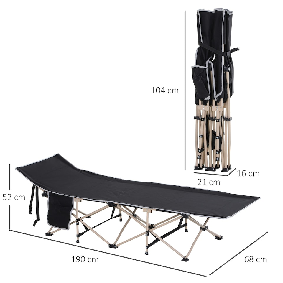 image 1 of Outsunny Single Portable Outdoor Military Sleeping Bed Camping Cot Black
